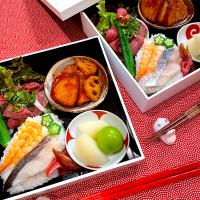 押し寿司〜漆器重箱で夕食